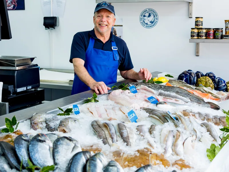 Steve, expert fishmonger at Parkstone Fisheries, Poole